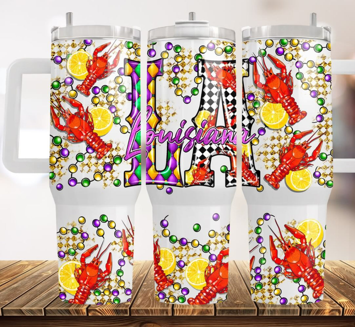 40 oz Mardi Gras Tumbler -Crawfish