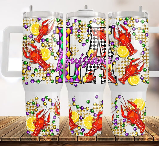 40 oz Mardi Gras Tumbler -Crawfish