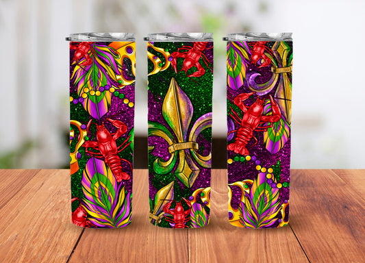 20 oz Mardi Gras Crawfish Tumbler