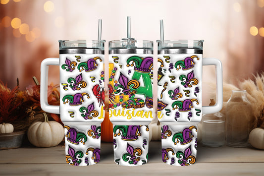 40 oz Mardi Gras Tumbler - Jester